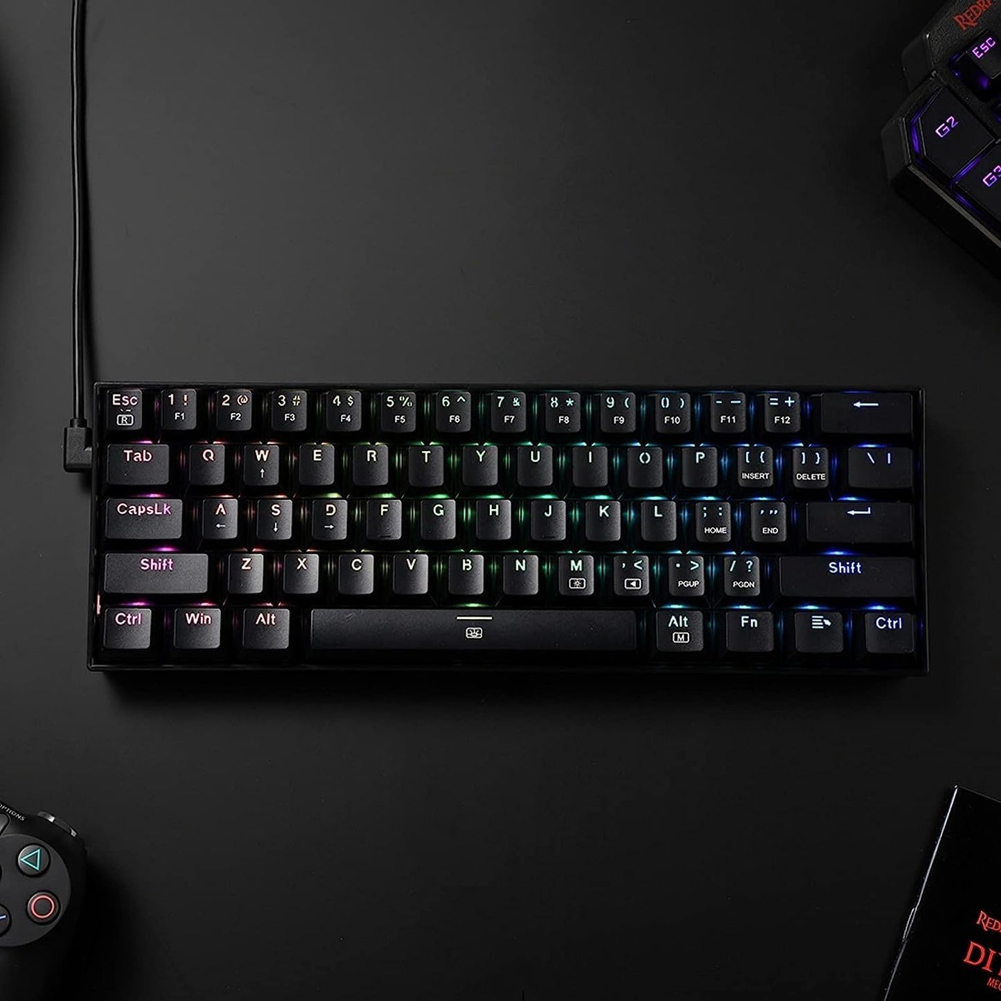 K630 Dragonborn 60% Wired RGB Gaming Keyboard, 61 Keys Compact Mechanical Keyboard with Tactile Brown Switch, Pro Driver Support, Black