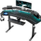 Gaming Desk, Standing Desk Keyboard Tray, 72" Wing Shaped Music Studio Desk Electric Adjustable Height Desk Sit Stand Desk with LED Shelves, Gaming Recording Live Stream, Slot Design